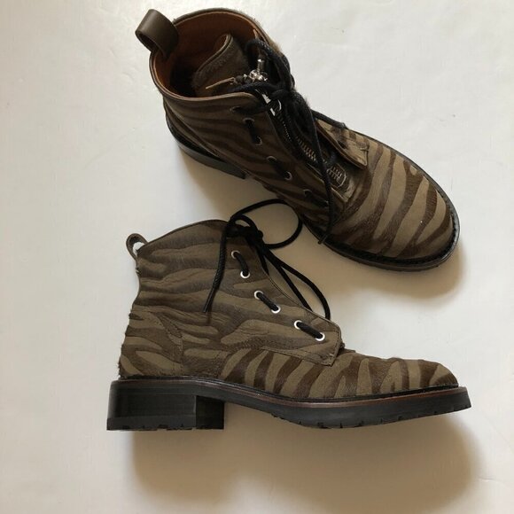 Rag & Bone Cannon Zip-Up Zebra-Stripe Calf Hair Combat Boots size 8 (38) - Picture 3 of 12